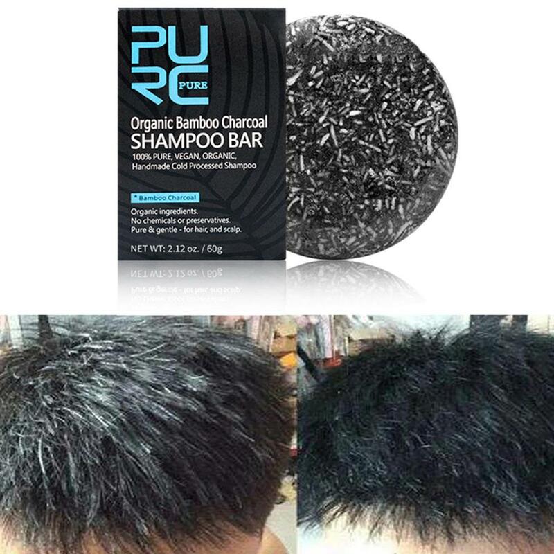 Bambus Holzkohle sauber Detox Shampoo Seife Bar Reparatur grau weiß Haarfarbe Farbstoff Behandlung pflegende Haar Kopfhaut Behandlung 60g