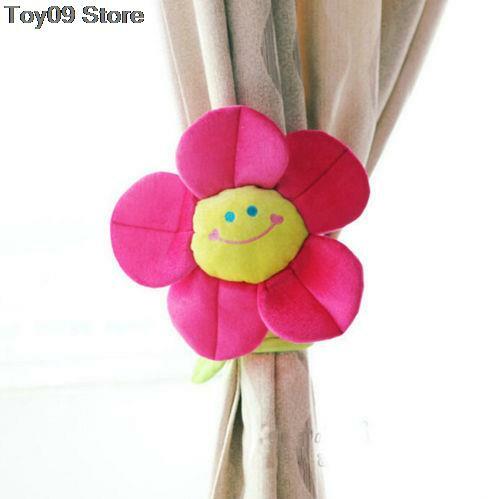 New Cartoon Curtains Clip Sunflower Plush Flexible Tieback clamps for curtains Toy Home Dcor plush flower Lovely Girls Gift