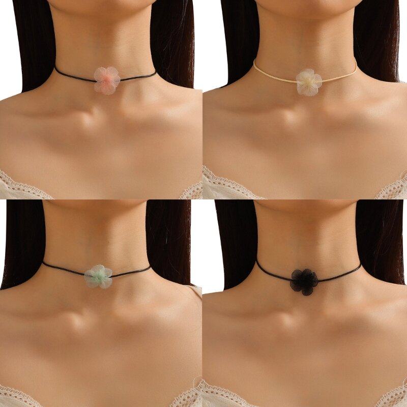Halsreif für Frauen Blumen kragen Choker Halskette für Teen Mädchen weiche sexy Choker Krawatte Krawatte Accessoires Sommer Halsketten