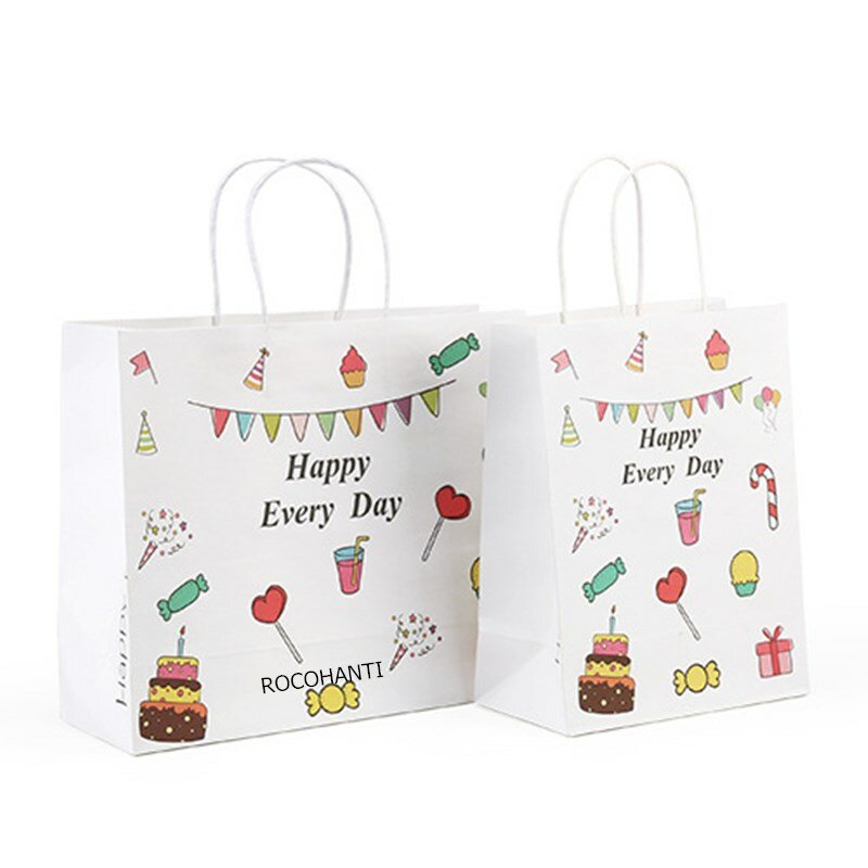 sample bag 1pcs customized printed high quality brown kraft paper shopping bag paper bag with handle for packaging