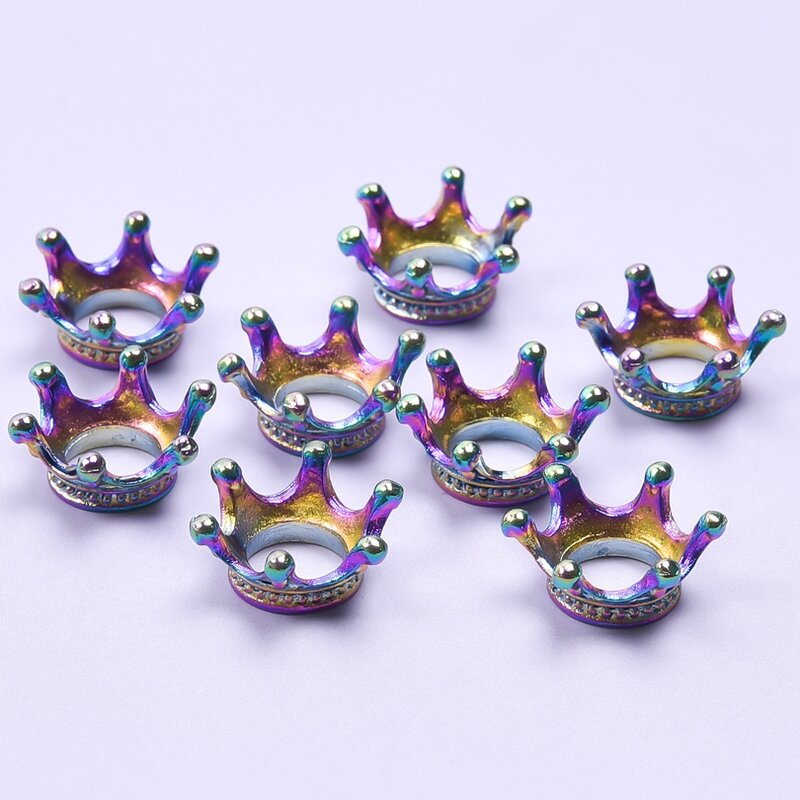 50 pçs/lote Mini Metal Crown DIY Craft Bulk Atacado Liga Pingente Encantos Para Fazer Jóias Pulseiras Craft 4 Cor Acessórios