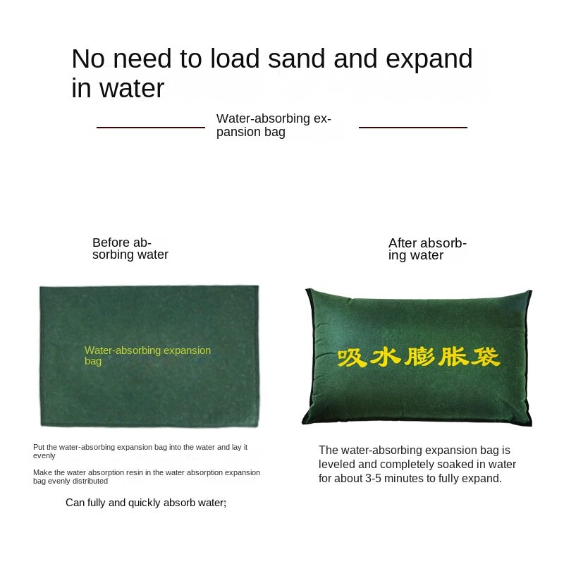 Bolsas de arena gruesas para Control de inundación, lona de silicona orgánica, Control de fuego, bolsas de expansión absorbentes de agua, 5 piezas, 40x60cm