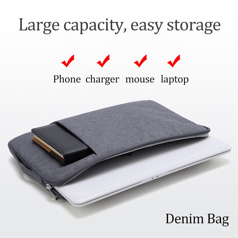 Laptop Bag for Macbook Air m2 Case  12 13.3 14 15  Inner Bladder For Macbook Pro Air M1 Lenovo Dell HP Huawei Xiaomi Denim Bag