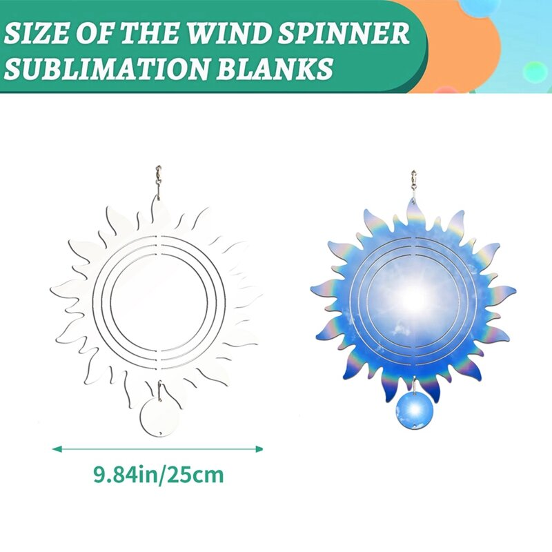 Sublimação Vento Spinner para Decorações Indoor e Outdoor, Perfeito para a Mãe, Esposa Presente, 6Pcs