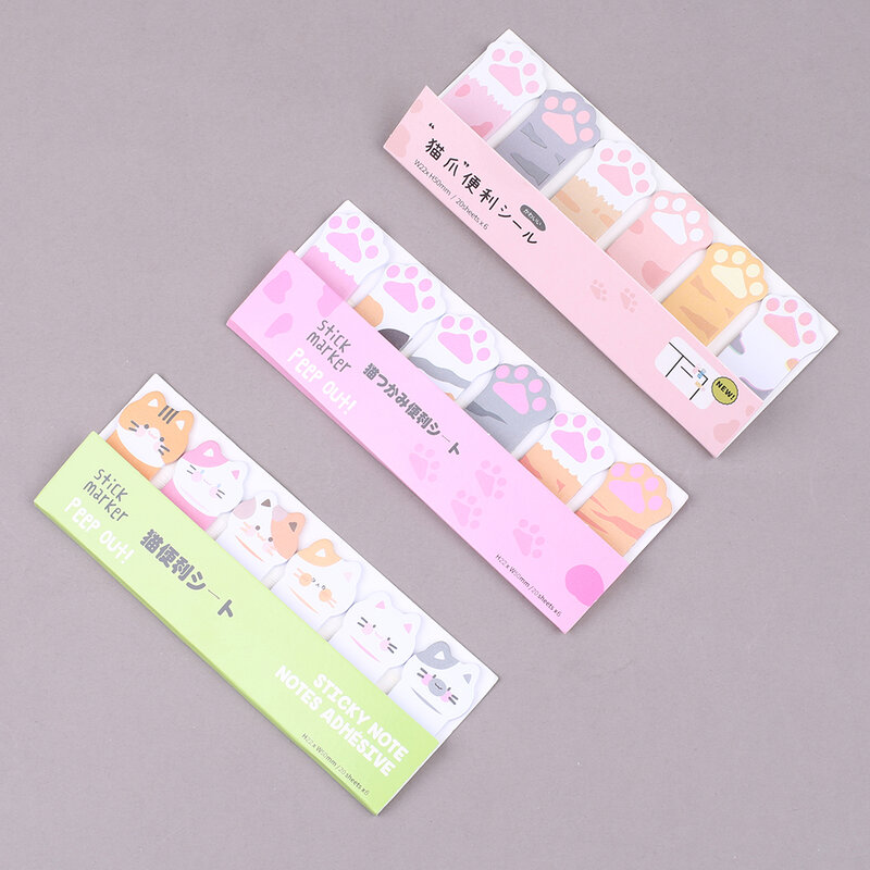 Koreańskie pudełko łapa kota kartki samoprzylepne zakładka słodkie Kawaii Mini notatniki karteczki do notatek do zakładek dziewczęce dzieci artykuły szkolne