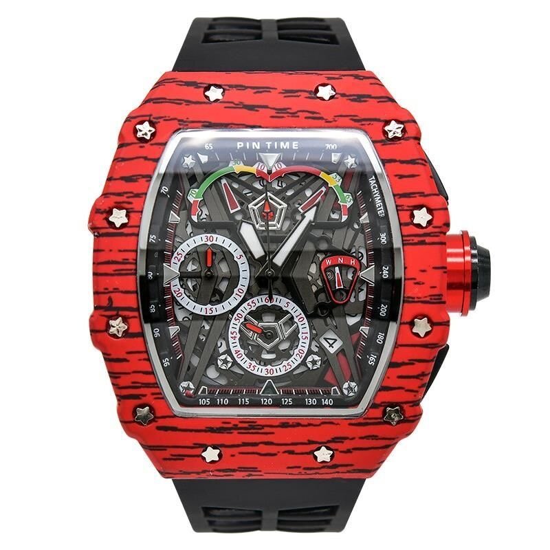 PINTIME-Relógio quartzo para homens e mulheres, relógios de pulso de silicone vermelho para casais, relógios masculinos para homens e senhoras, relógio esportivo