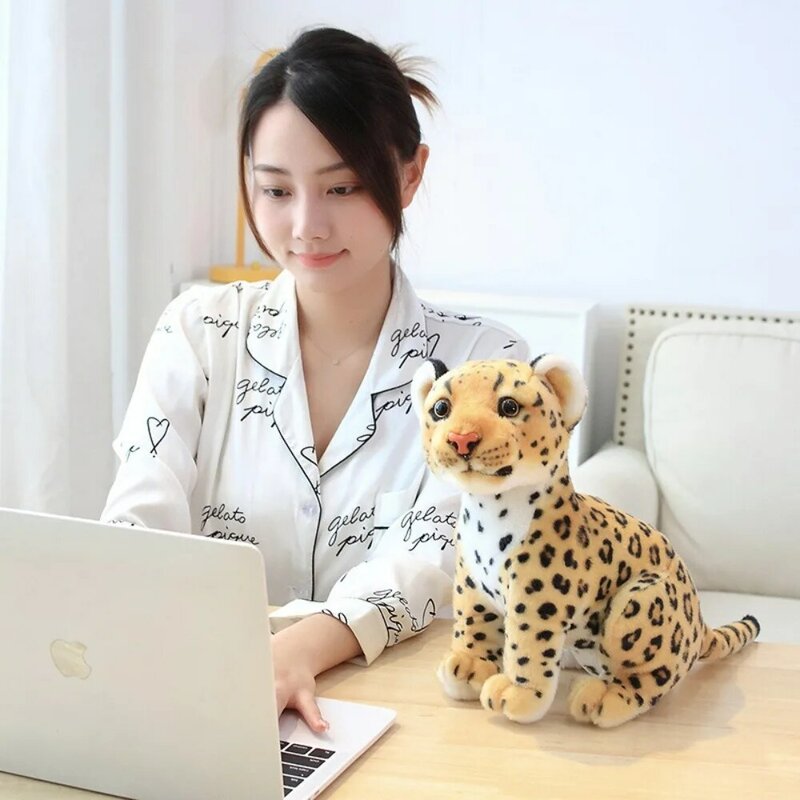 Jouet en peluche léopard des neiges, simulation de guépard, doux, mignon, bébé, discuter