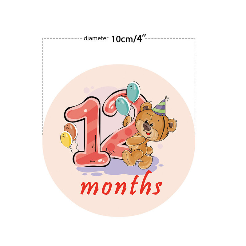 Pegatinas mensuales para bebé, 12 piezas, calcomanías de dibujos animados, accesorios para mujeres embarazadas