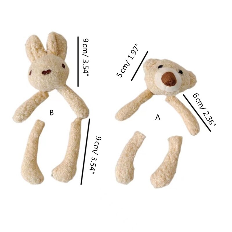 1set DIY Bear/Rabbit Head/Limbs Appliques Patches DIY Craft Toy Clothes Sewing Material Woman DIY Accessories