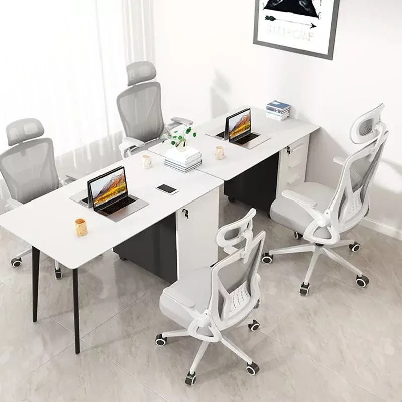 Cadeira de escritório giratória ergonômica branca, cadeira de estudo, quarto, escola, escritório, trabalhando, relaxando, suprimentos