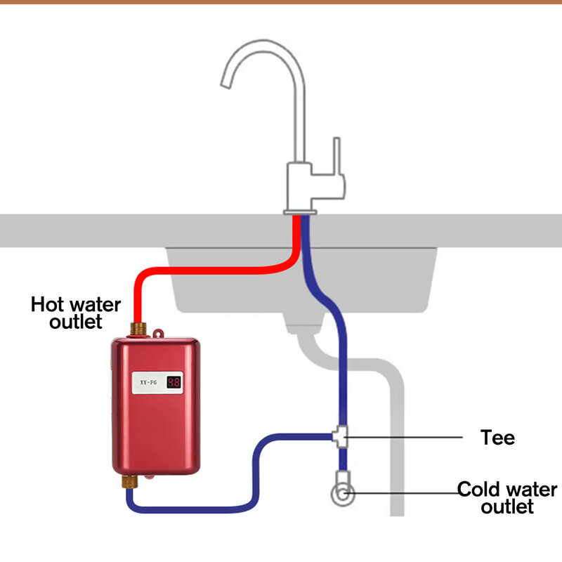 Caldeira de água instantânea instantânea Tankless Aquecedor de água quente cozinha banheiro chuveiro fluxo caldeira 110V/220V