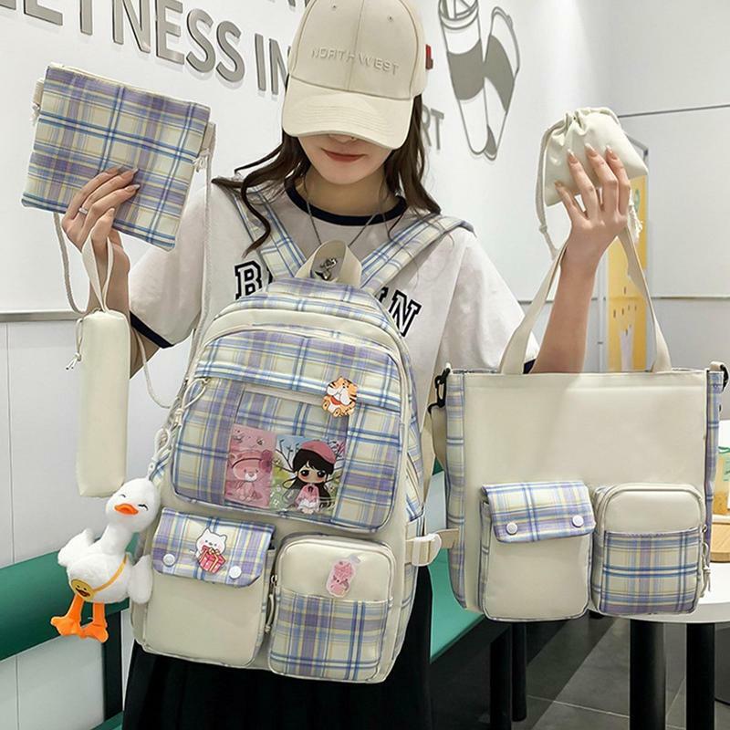 Cute School Girls Bag traspirante 5 pz/set zaino carino zaini per bambini di grande capacità per forniture scolastiche per la protezione della colonna vertebrale