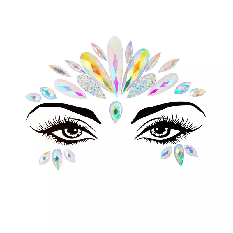 3D Sexy Face Tattoo Stickers Temporary Tattoos Glitter Fake Tattoo Rhinestones Masquerade for Women Party Face Jewels Tattoo