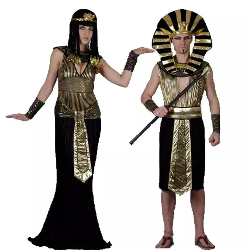 Egito Pharaoh Cosplay Trajes para adultos, festa de carnaval, vestido extravagante do rei, traje do feriado para homens e mulheres