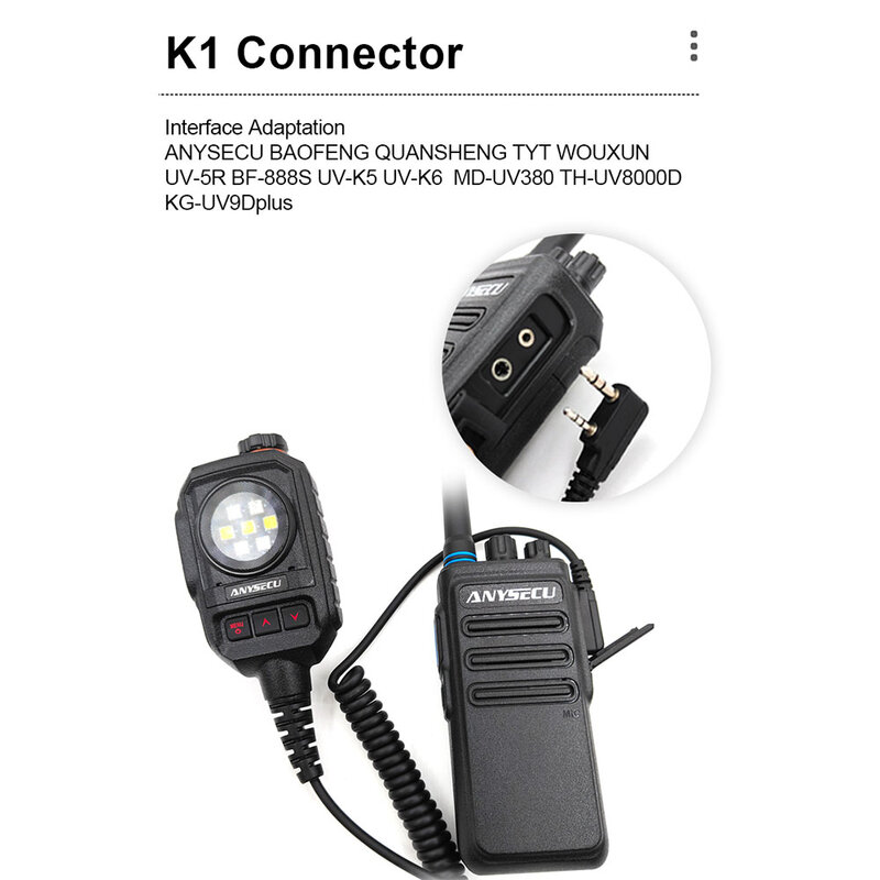 Altavoz con micrófono para walkie-talkie Baofeng, altavoz con luz de ráfaga, cabeza K, tipo C, de mano, para Baofeng UV-82/5R UV-K5, UV390, GT-12, W8