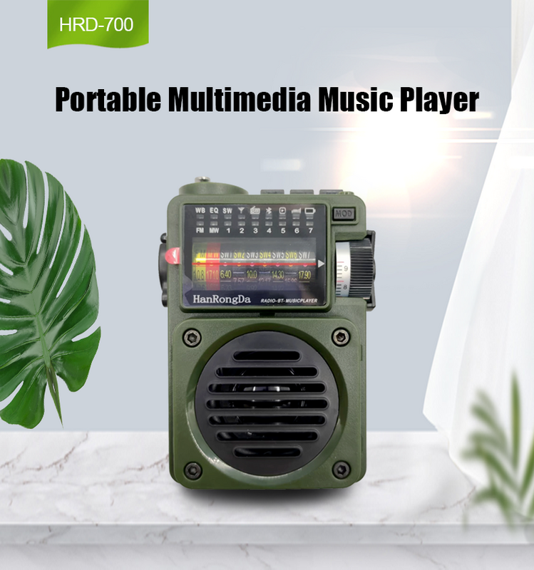Mini Radio Multibanda con Altavoz Bluetooth, reproductor de tarjetas enchufable, receptor de Radio Fm/Mw/Sw/Wb, reproducción de música, alarma, bloqueo de reloj, DHR-700
