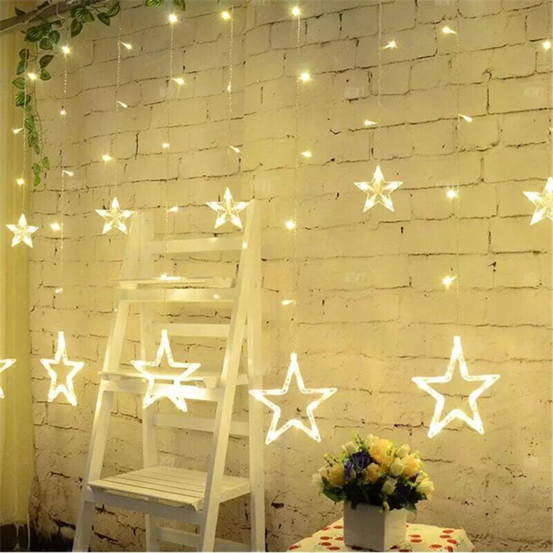 Lampu LED dekorasi pesta, bintang LED 2.5M Peri Natal AC 220V romantis tali pencahayaan Strip liburan pernikahan karangan bunga