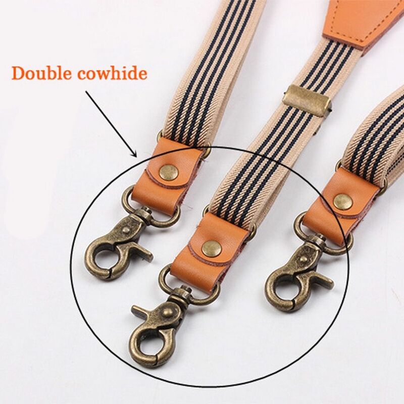 Ремни однотонные в полоску для мужчин, 3 крючка, регулируемые подтяжки для галстуков