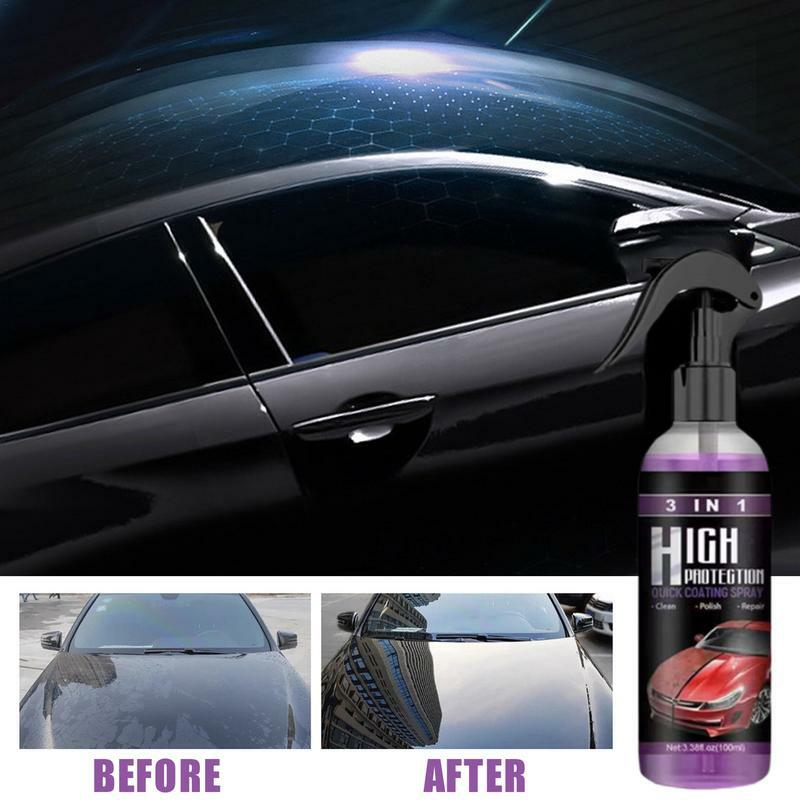 Car Coating Spray High Protection Polish Spray 3 In 1 Coating Spray Refurbisher Waterless Wash & Wax Hydrophobic Top Coat Polish