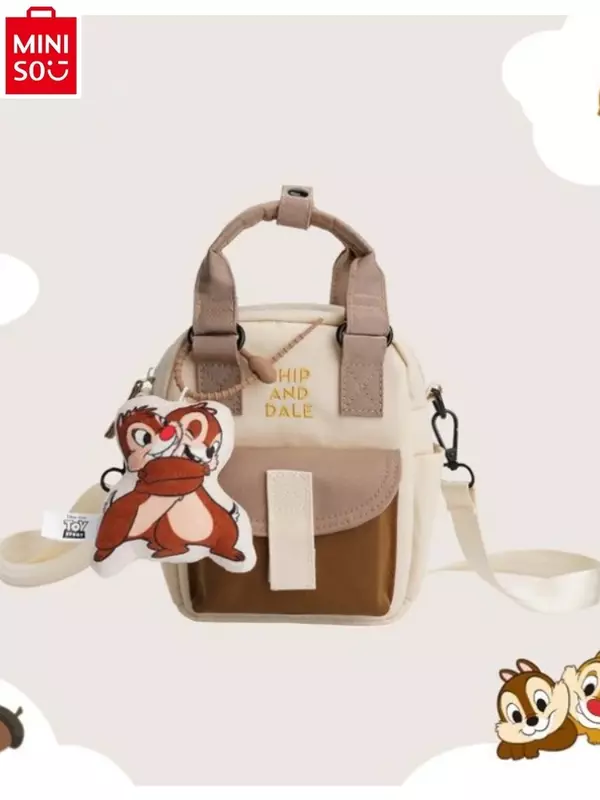 MINISO Disney Cartoon Qiqi Canvas Crossbody Bag borsa a tracolla singola studente carino Casual grande capacità zaino 2024