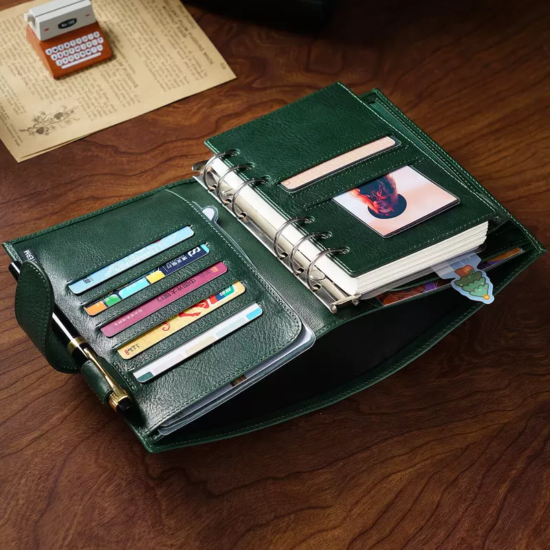 Moterm-planificador de anillos de tamaño Personal, cuaderno de cuero curtido vegetal de grano completo, organizador de viaje, diario de bocetos, Regular 2,0