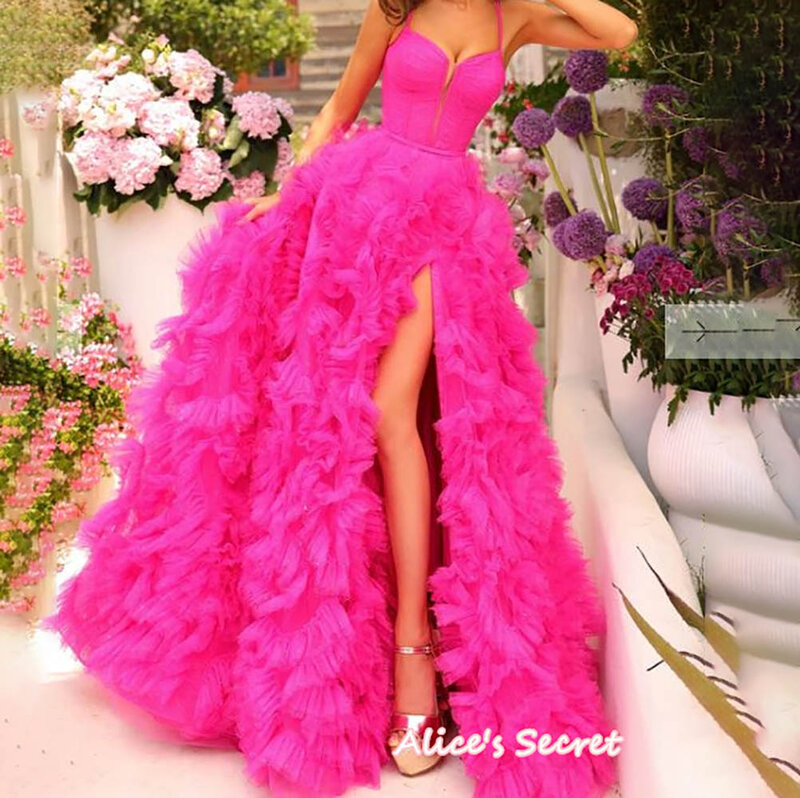 Ball Gown Prom Dress Evening Gown Glitter Tulle Spaghetti Straps Sweetheart Sleeveless Basque Full Length Sweep Train