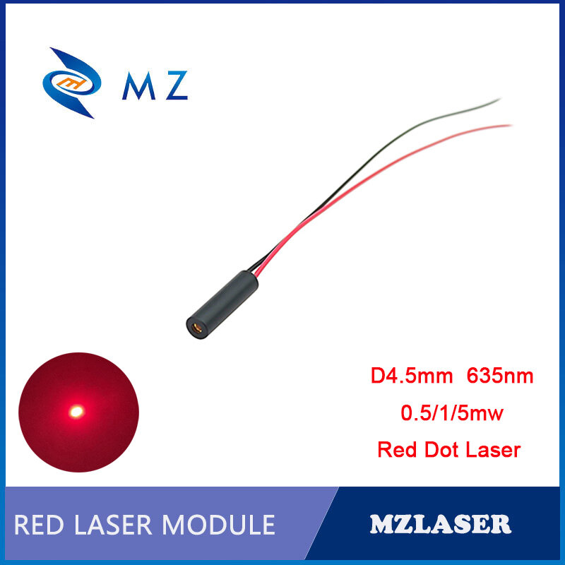 고품질 미니 D4.5mm 635nm 0.5/1/5mW 유리 렌즈 레드 도트 레이저 모듈, 산업용 등급