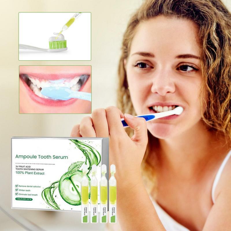 Esencia blanqueadora de dientes con sabor a menta Natural, cuidado bucal efectivo, elimina manchas, suero de limpieza dental, ampolla de pasta de dientes, 10 piezas
