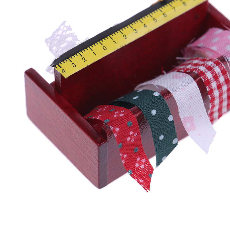 Caja de costura en miniatura 1:12 con Kit de tijeras, accesorios de decoración para casa de muñecas, 1 unidad