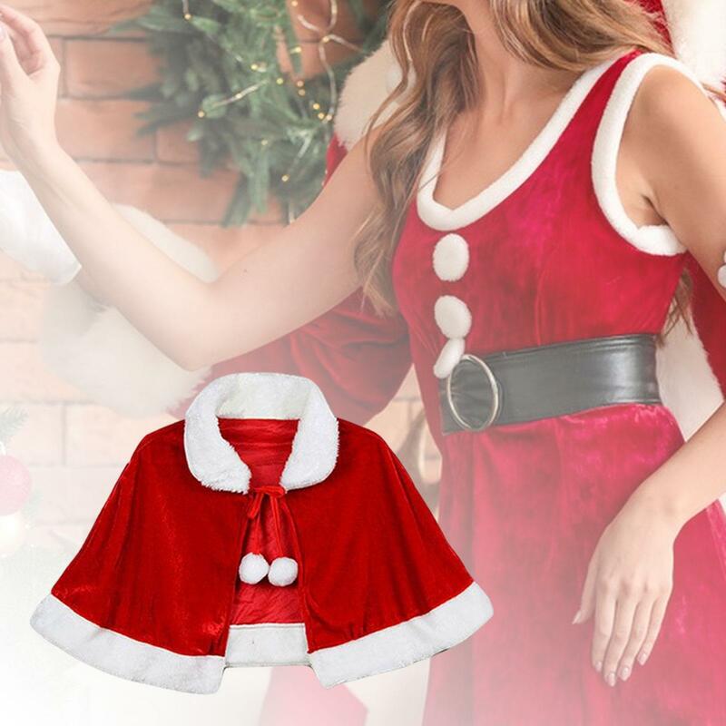 Manto de veludo vermelho Papai Noel para mulheres, xale feminino, trajes de festa de Natal, decoração de vestidos, traje de ano novo