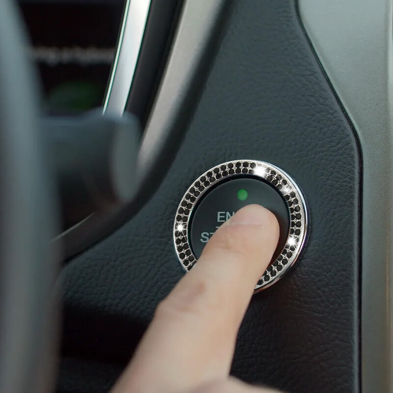 Autosleutel Ontsteking Starter Bling Bling Auto-accessoires voor vrouwen Bescherming Ringen Strass Stickers Voor CarKey 