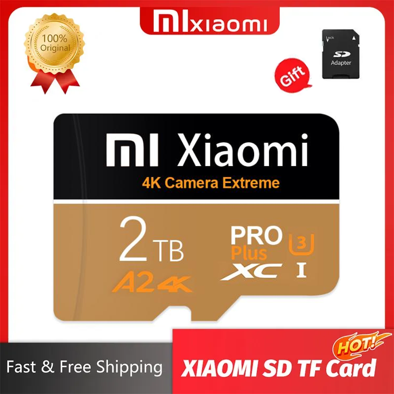 Xiaomi High Speed Micro TF SD Card, 100% Micro TF SD, 2TB, Micro TF SD, Flash Card para telefone, computador, câmera, frete grátis