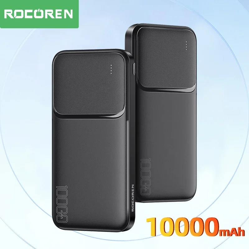 Rocoren-batería externa portátil de 10000mAh, Powerbank de carga rápida 10000 para iPhone, Xiaomi mi POCO