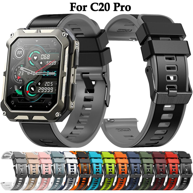 Pulseira De Silicone Para C20 Pro Smartwatch, Pulseira De Relógio, Acessórios De Pulseira, 22mm