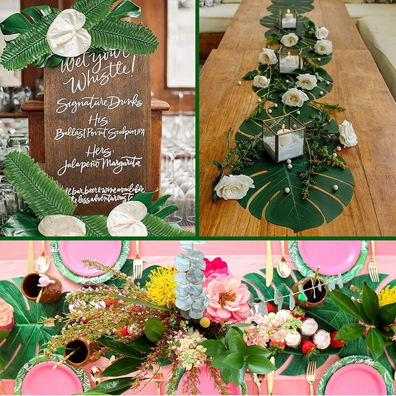 Искусственные тропические Пальмовые Листья, гавайская луана, сафари, джунгли, украшение для вечеринки, летняя свадьба, день рождения, домашний декор для стола, искусственное растение