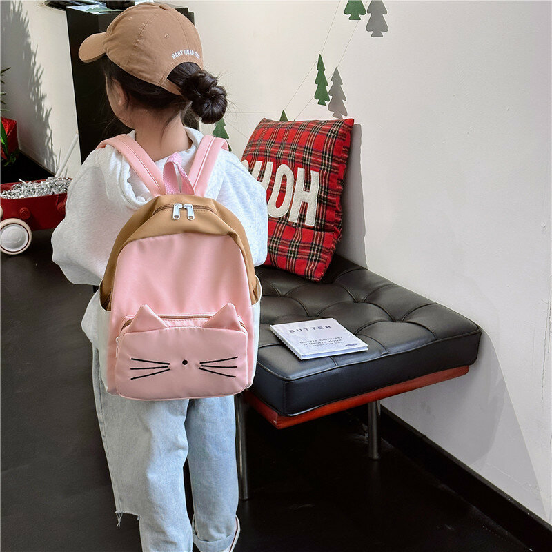 Рюкзак с мультяшным милым котом, детская одежда, подходящая модная уличная дорожная сумка контрастных цветов в Корейском стиле для хранения, красивая сумка для книг