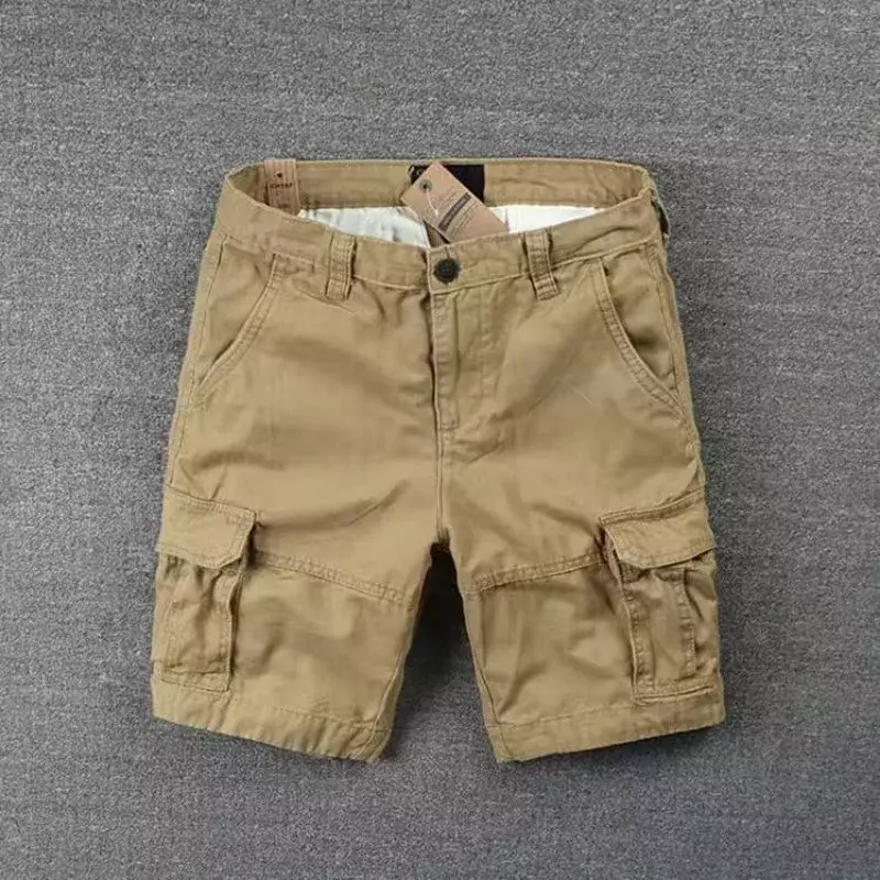Men's Cargo Shorts with Pockets Work Black Male Short Pants Beautiful Nylon Strech Clothing Elegant Homme New in Y2k Cotton Wide