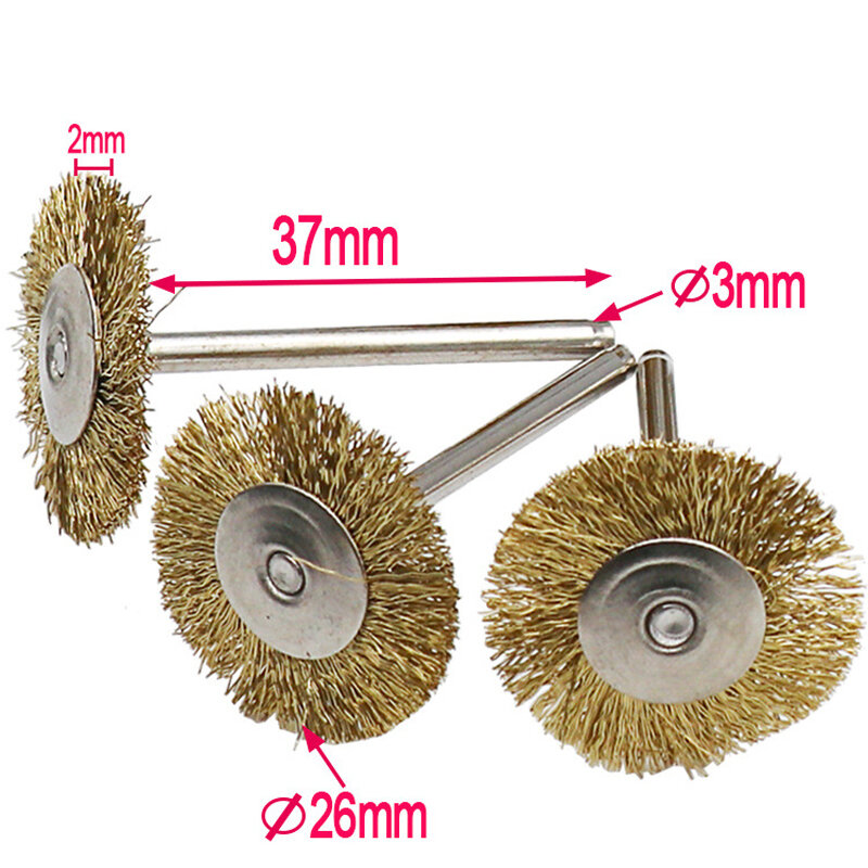 Brass Brush Wire Shank Electric Tool Steel Wire Wheel Brushes Cup Rust Accessories Rotary Tool for Engraver Abrasive Materials