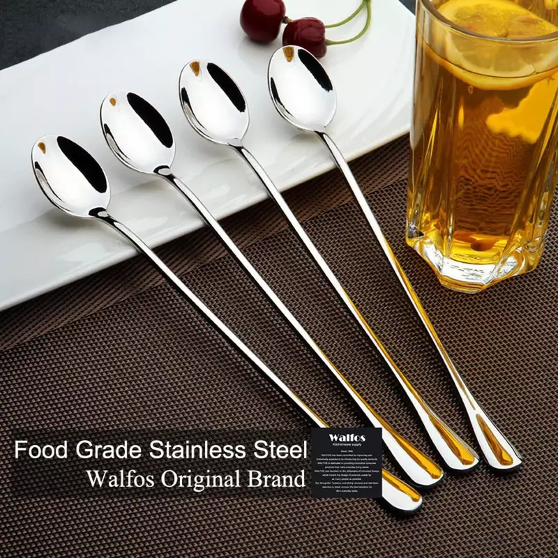 6PCS /Stainless Steel Coffee Spoon Long Handle Ice Cream Dessert Tea Spoon For Picnic Drinkware Tableware Kitchen Set Supply