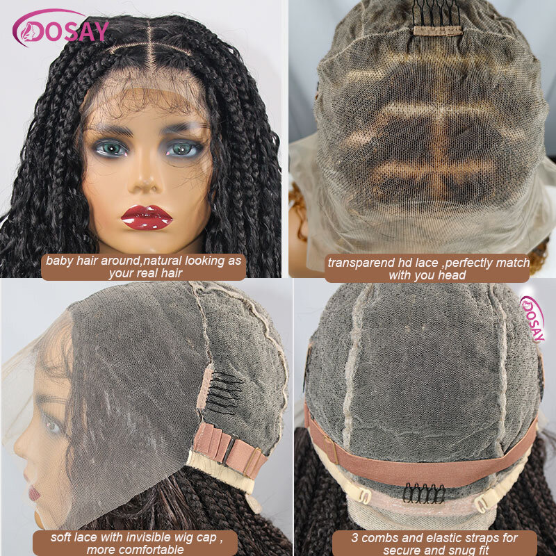 Wig kepang Boho sintetis 32 "wig depan renda penuh wig kepang Bohemian wig dewi pirang dengan rambut keriting sebelum dipetik