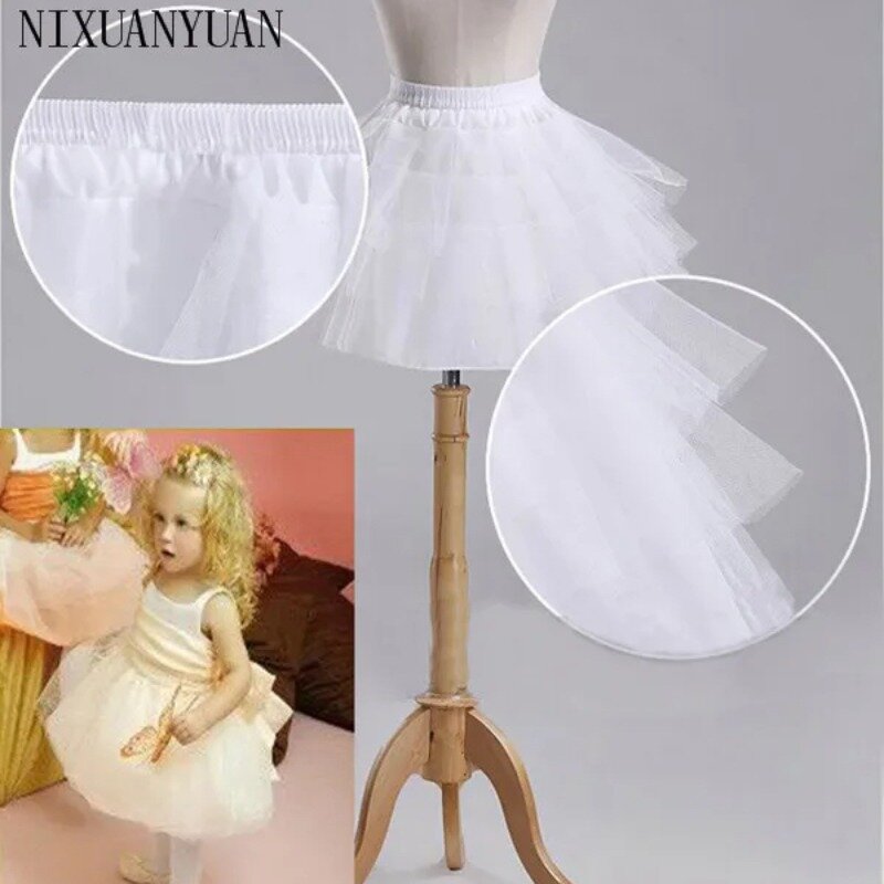 ยี่ห้อใหม่เด็ก Petticoats สำหรับอย่างเป็นทางการ/ดอกไม้สาวชุด3ชั้น Hoopless สั้น Crinoline Little/เด็กหญิง/เด็ก/เด็กกระโปรง
