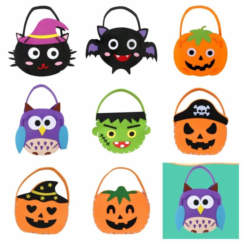 Halloween Decoração Basket Storage Bucket, Candy Bag, DIY Material, Trick or Treat Presente, Halloween Ornamento, sacola