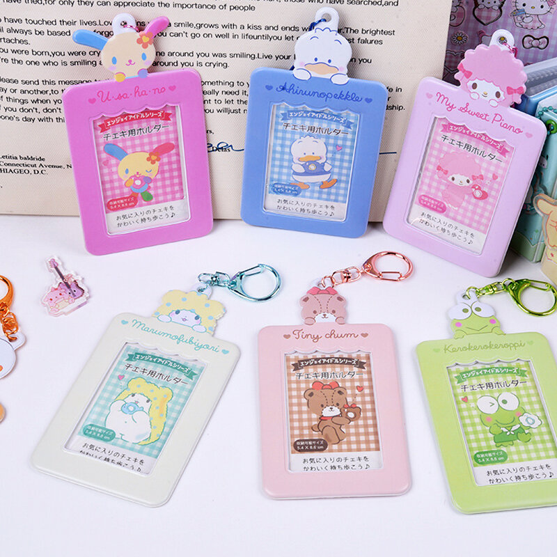 Sanrios Kawaii Kuromi Pochacco Hello Kitty Photocard Holder Students Stationery Meal Card Bus Card Holder Storage Case Keychain