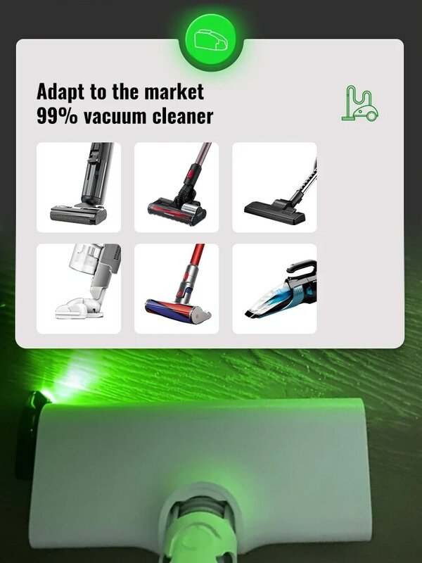 가정용 진공 청소기 먼지 디스플레이 LED 램프, 녹색 조명, 숨겨진 먼지, 애완 동물 털, 인모, 진공 청소기 부품