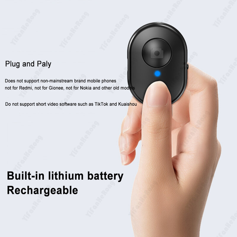 Mini Control Remoto Portátil compatible con Bluetooth, Control de obturador de Selfie inalámbrico para IPhone/Android, tomar fotos, manos libres