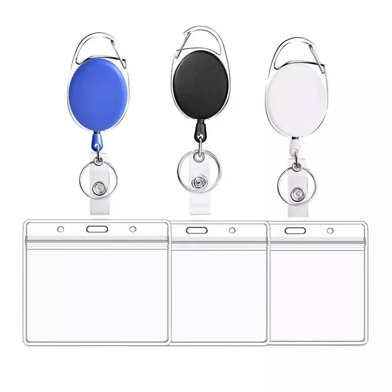 Retractable Card Holder Reel Plastic Doctors Nurses Student Name Badge Holder Lanyard Business Card Covers Office Accessories