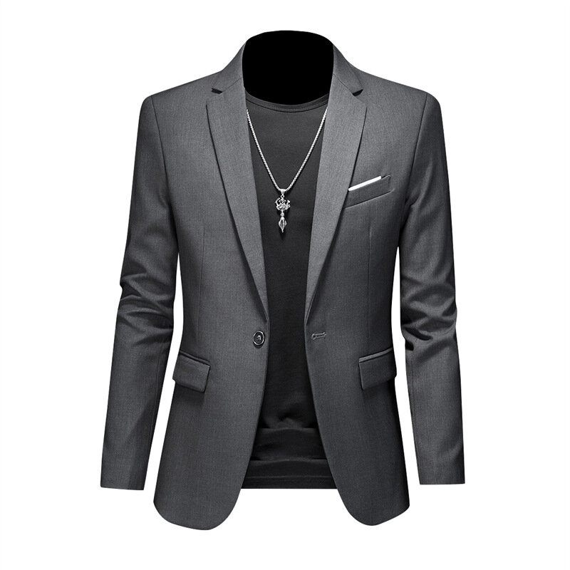 Uomo Business Casual Blazer Plus Size M-6XL tinta unita giacca abito abiti da lavoro cappotti Oversize abbigliamento maschile di marca smoking