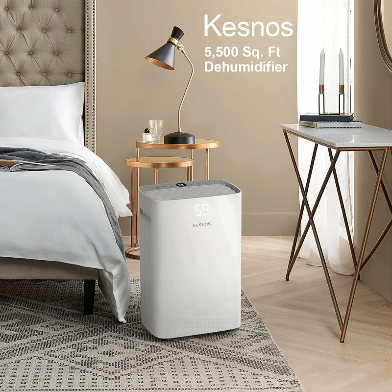 Kesnos 5500 Sq. Ft Large Dehumidifier for Home with Drain Hose for Basements, Bedrooms, Bathrooms, Laundry Rooms