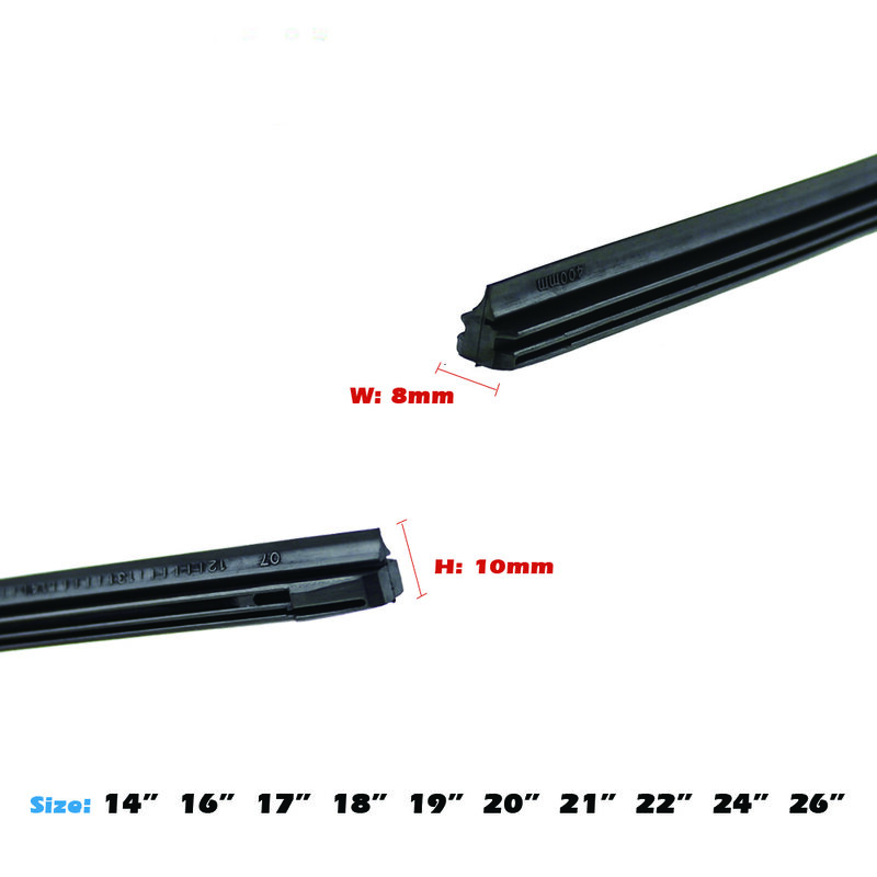 Car Wiper Blade Elastic band Windscreen Vehicle Insert Rubber Strip Refill 8mm 14"16"17"18"19"20"21"22"24"26"28" Accessorie 1pcs