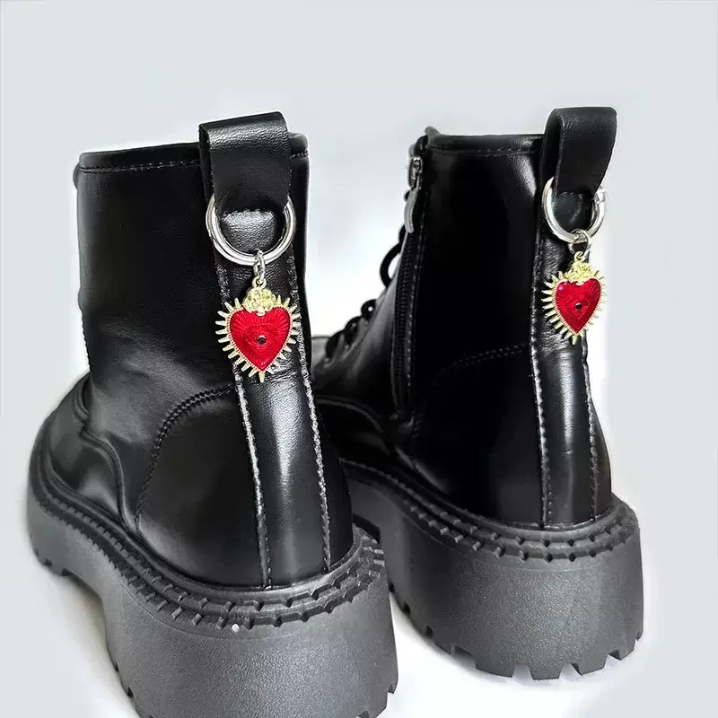 2PCS Enamel Rose Flowers Hearts Martin Boots Shoes Buckles Decoration Gothic Turkish Evil Eye Shoes Accessories Lucky Jewelry